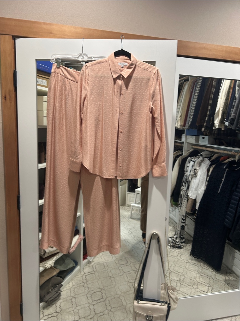 Equipment Button-Up Top & Wide-Leg Pant Set